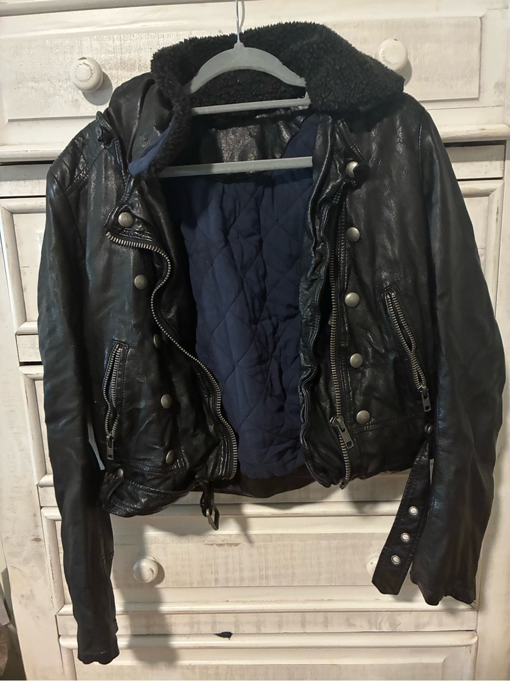 Free People Black Leather Moto Jacket